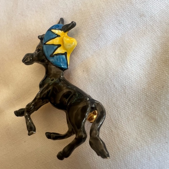 Vintage Original by Robert Designer Black and Blue Donkey Brooch - Picture 3 of 5
